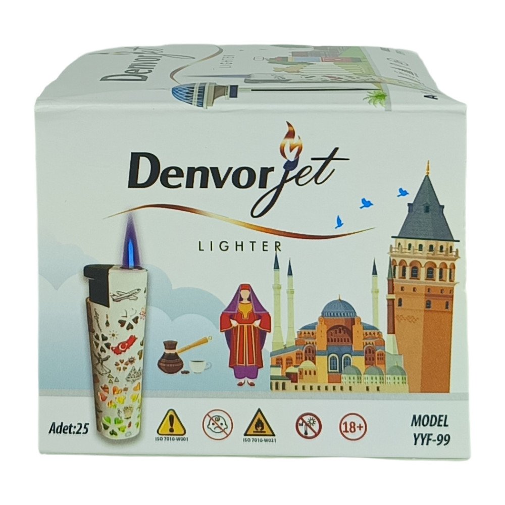 Denvorjet YYF-99 Işıklı Renkli Jet Çakmak 25'li