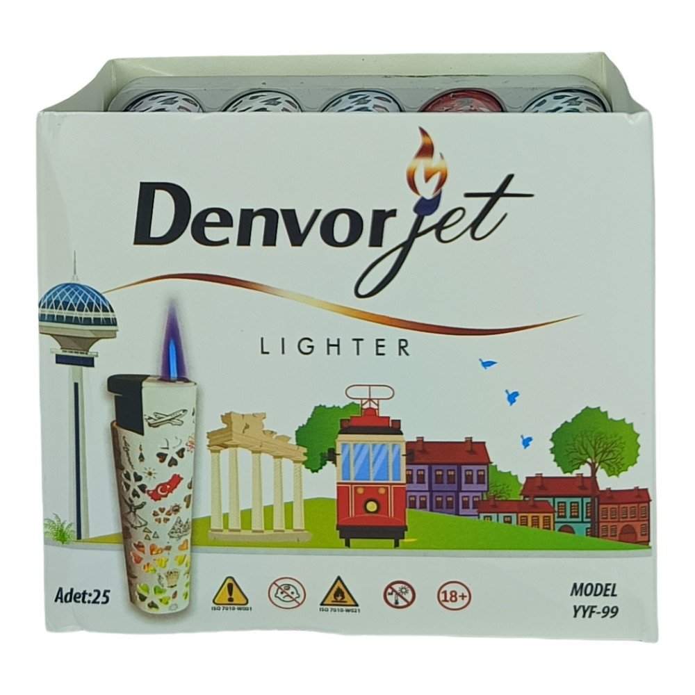 Denvorjet YYF-99 Işıklı Renkli Jet Çakmak 25'li