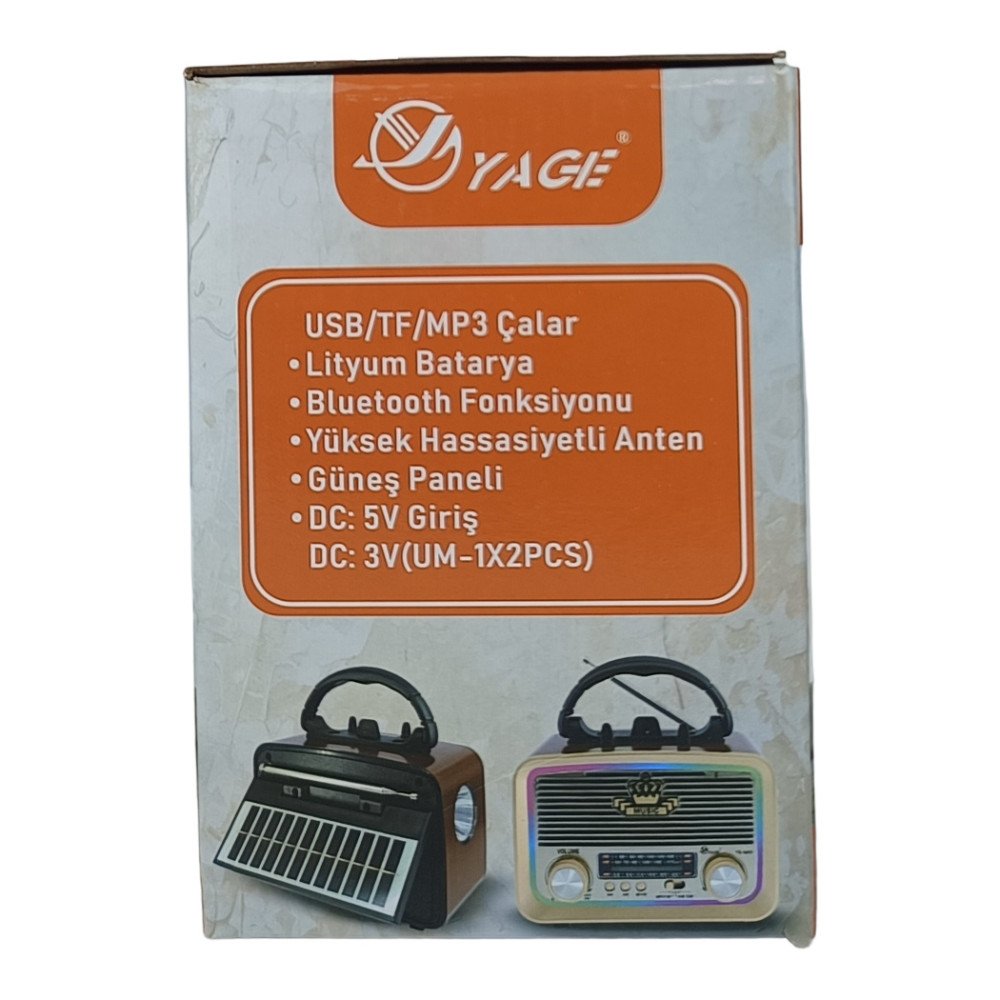 Yage YG-8463 Nostaljik Solar Bluetooth MP3 Radyo