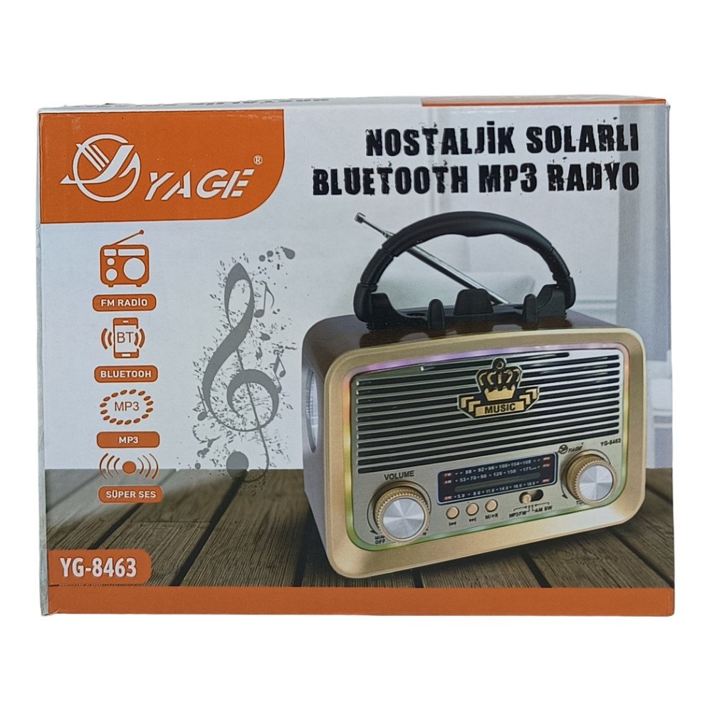 Yage YG-8463 Nostaljik Solar Bluetooth MP3 Radyo