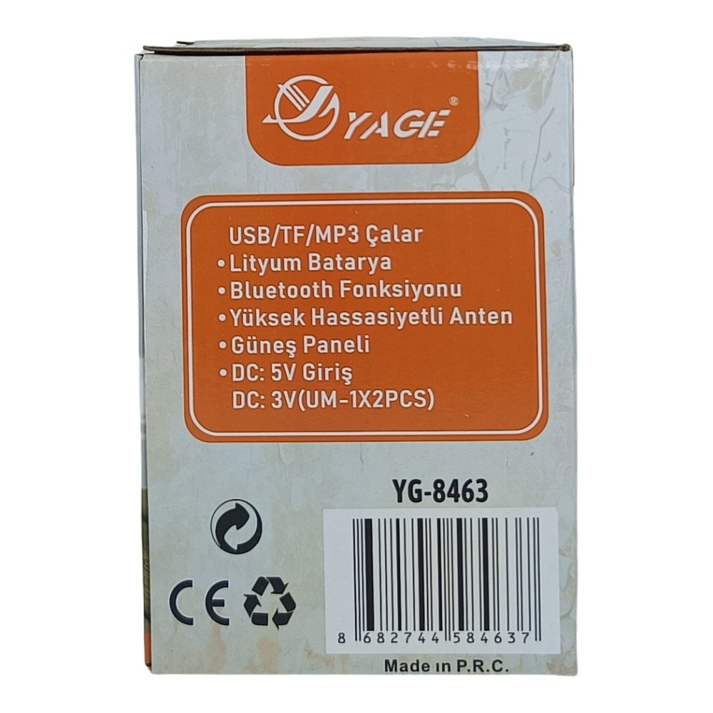 Yage YG-8463 Nostaljik Solar Bluetooth MP3 Radyo