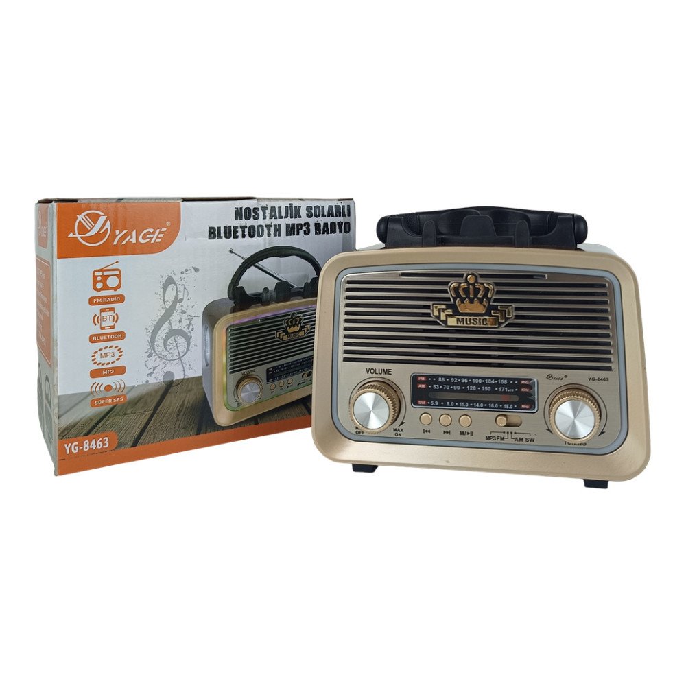 Yage YG-8463 Nostaljik Solar Bluetooth MP3 Radyo