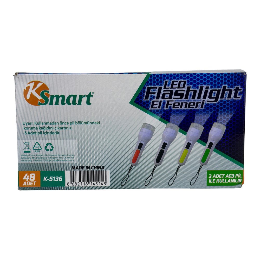 Ksmart K-5136 Eko Beyaz Kasa Cep Feneri 48'li