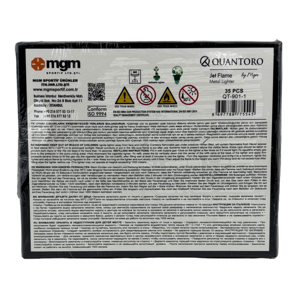 Quantoro QT-901-1 Metal Jet Çakmak 35'li