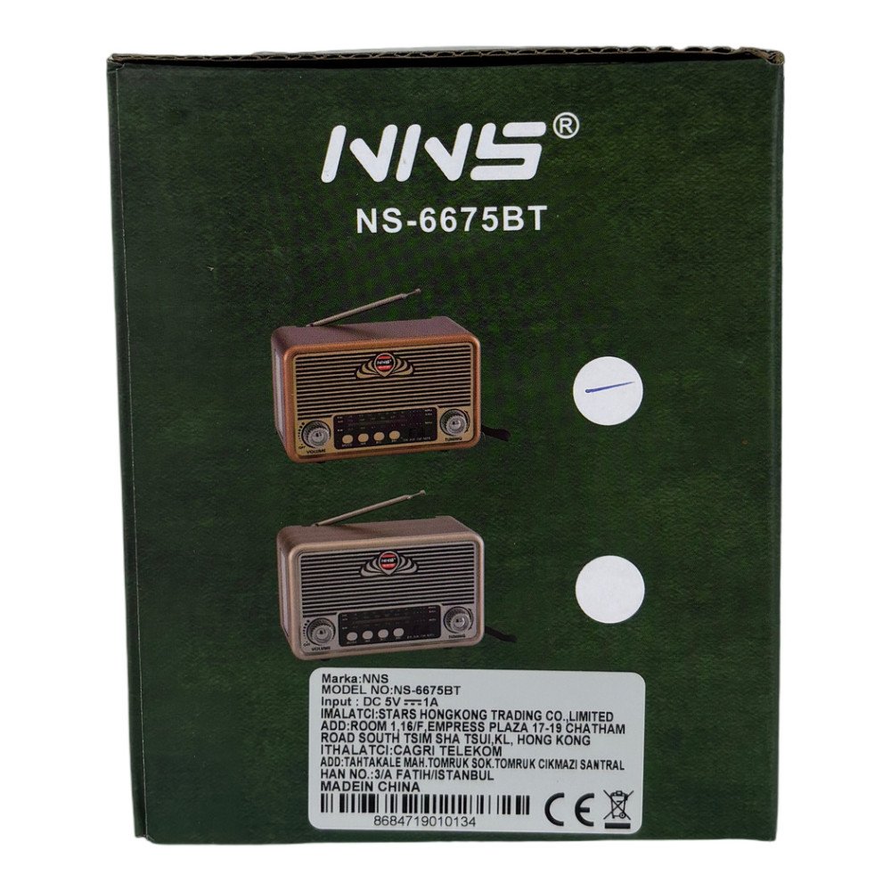 NNS NS-6675BT Fenerli Şarjlı Nostaljik Bluetooth Radyo