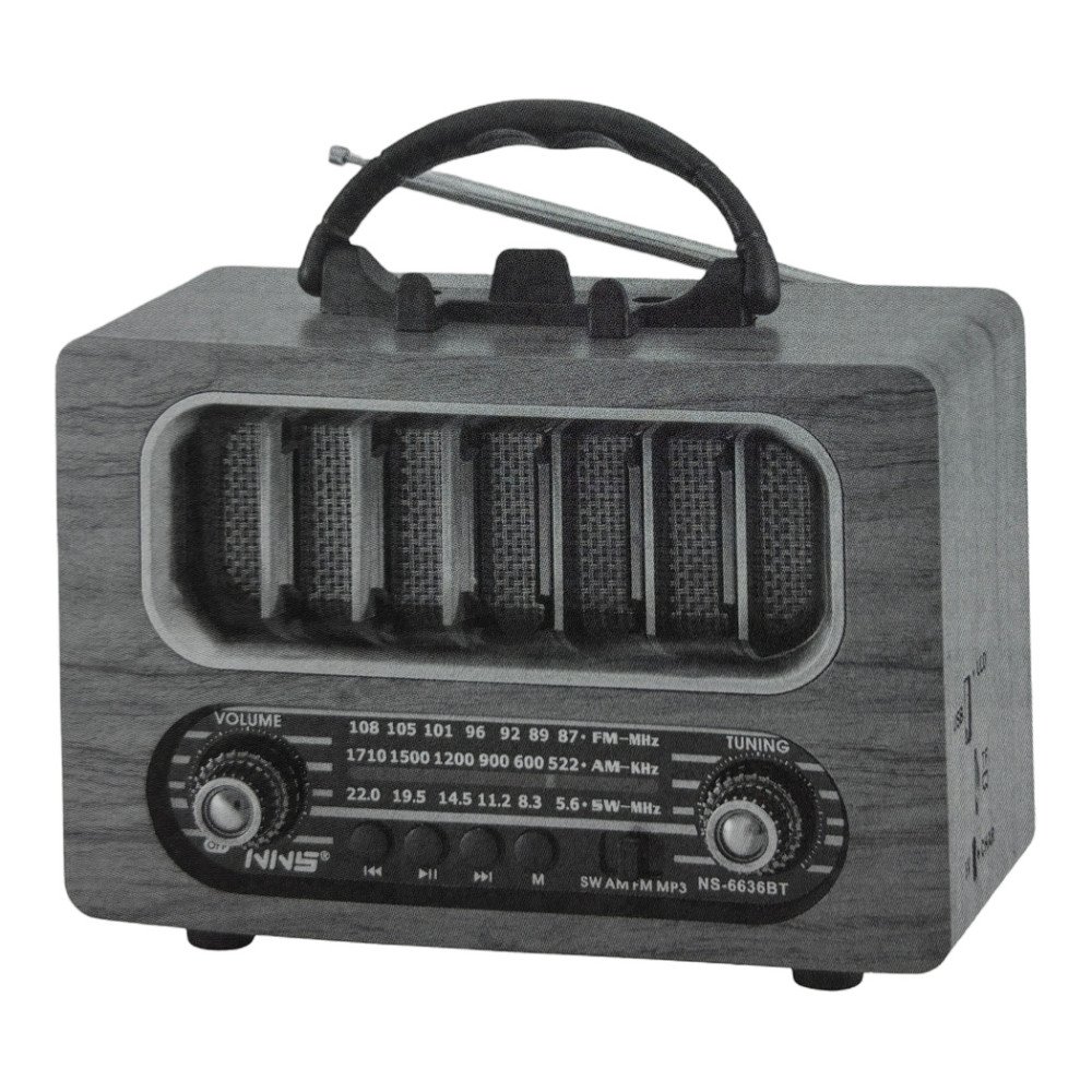 NNS NS-6636BT Ahşap Retro Bluetooth Radyo ve Hoparlör FM/SW