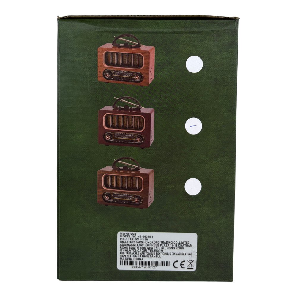 NNS NS-6636BT Ahşap Retro Bluetooth Radyo ve Hoparlör FM/SW