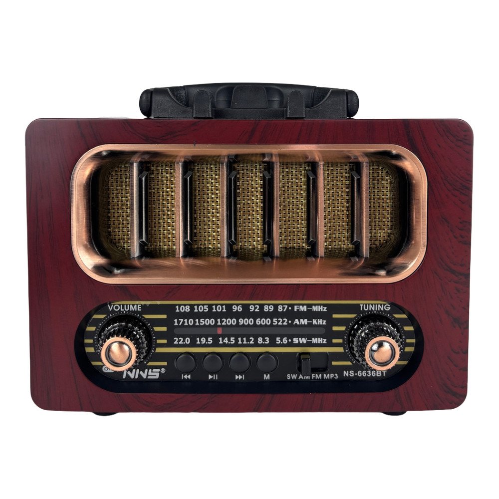 NNS NS-6636BT Ahşap Retro Bluetooth Radyo ve Hoparlör FM/SW