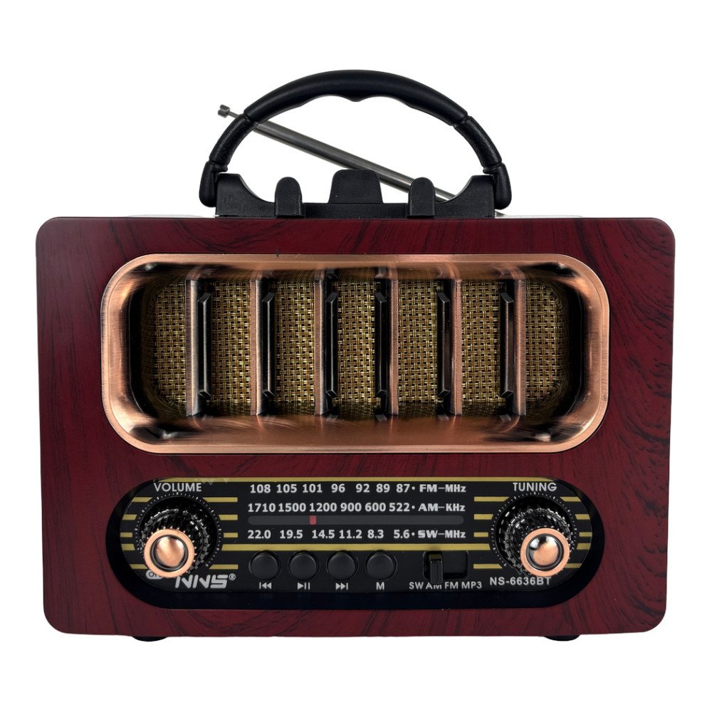 NNS NS-6636BT Ahşap Retro Bluetooth Radyo ve Hoparlör FM/SW
