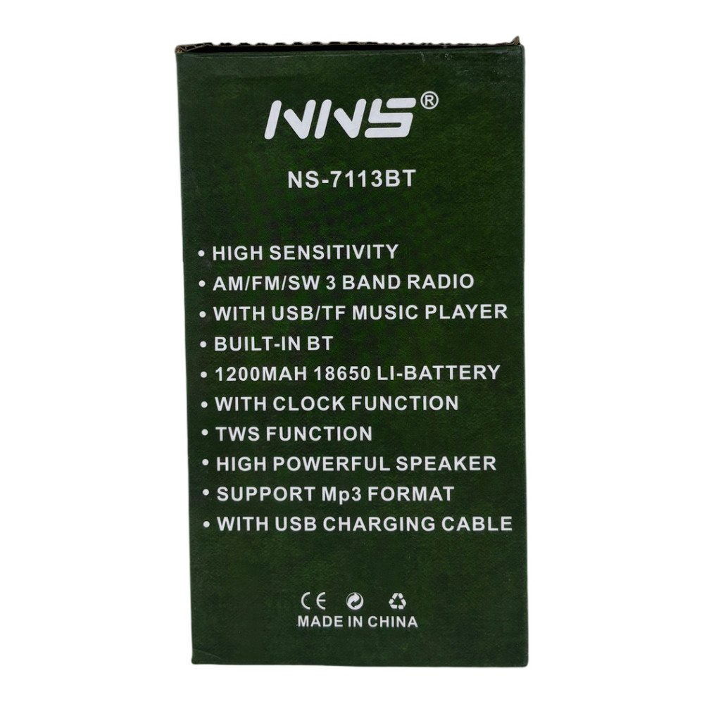 NNS NS-7113BT Bluetooth Hoparlörlü FM/AM/SW Radyo ve Analog Saat