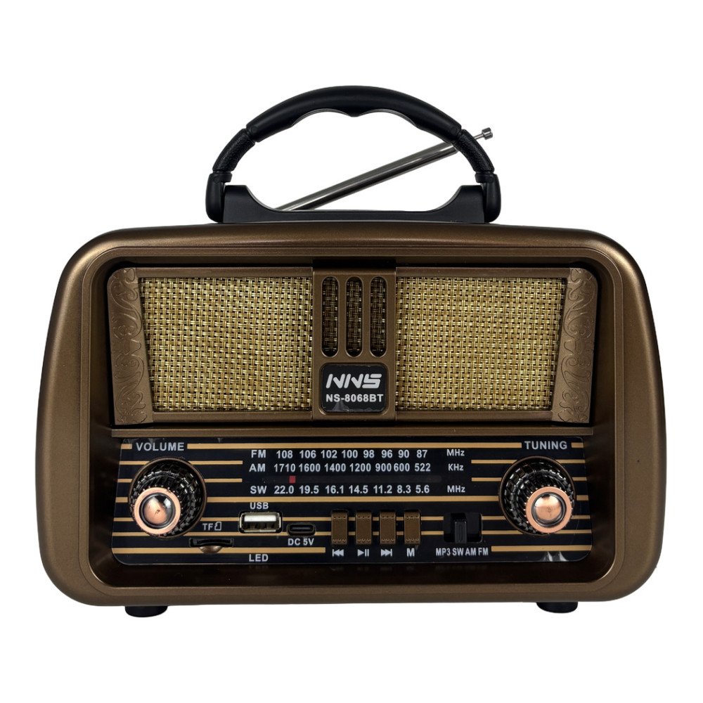 NNS NS-8068BT Şarjlı Nostaljik Bluetooth Radyo, TWS ve MP3 Çalar