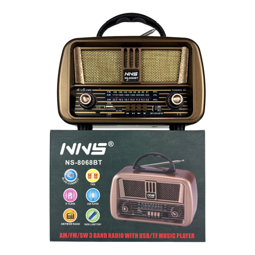 NNS NS-8068BT Şarjlı Nostaljik Bluetooth Radyo, TWS ve MP3 Çalar