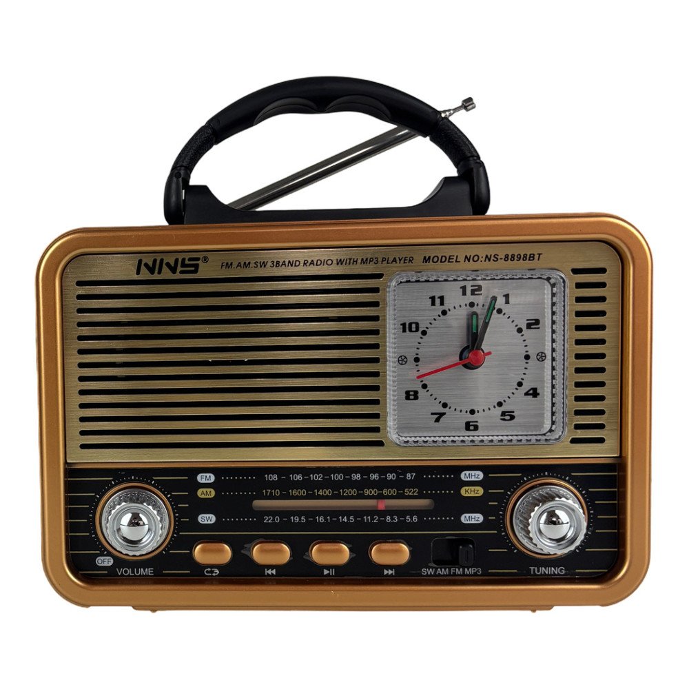 NNS NS-8898BT Analog Saatli Retro Bluetooth Radyo ve USB/TF Müzik Çalar