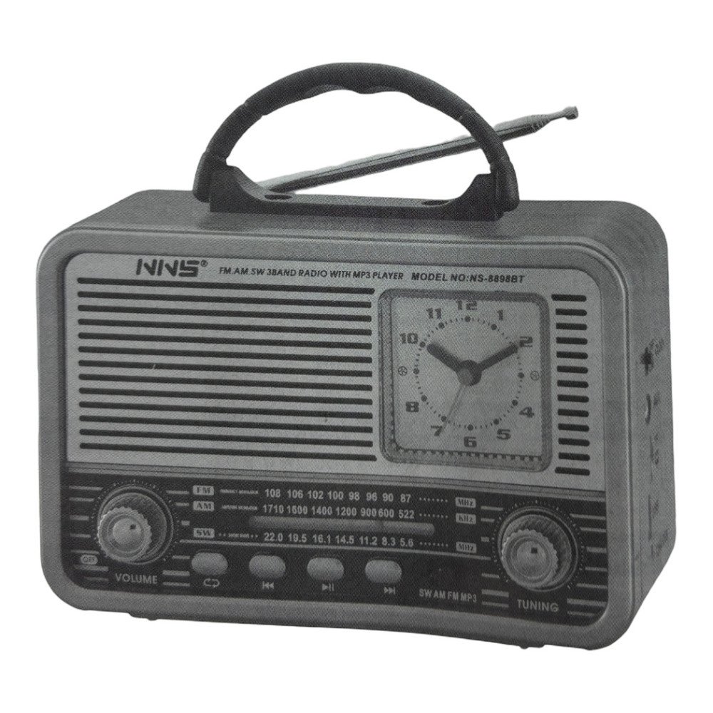 NNS NS-8898BT Analog Saatli Retro Bluetooth Radyo ve USB/TF Müzik Çalar