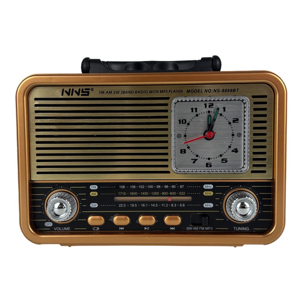 NNS NS-8898BT Analog Saatli Retro Bluetooth Radyo ve USB/TF Müzik Çalar