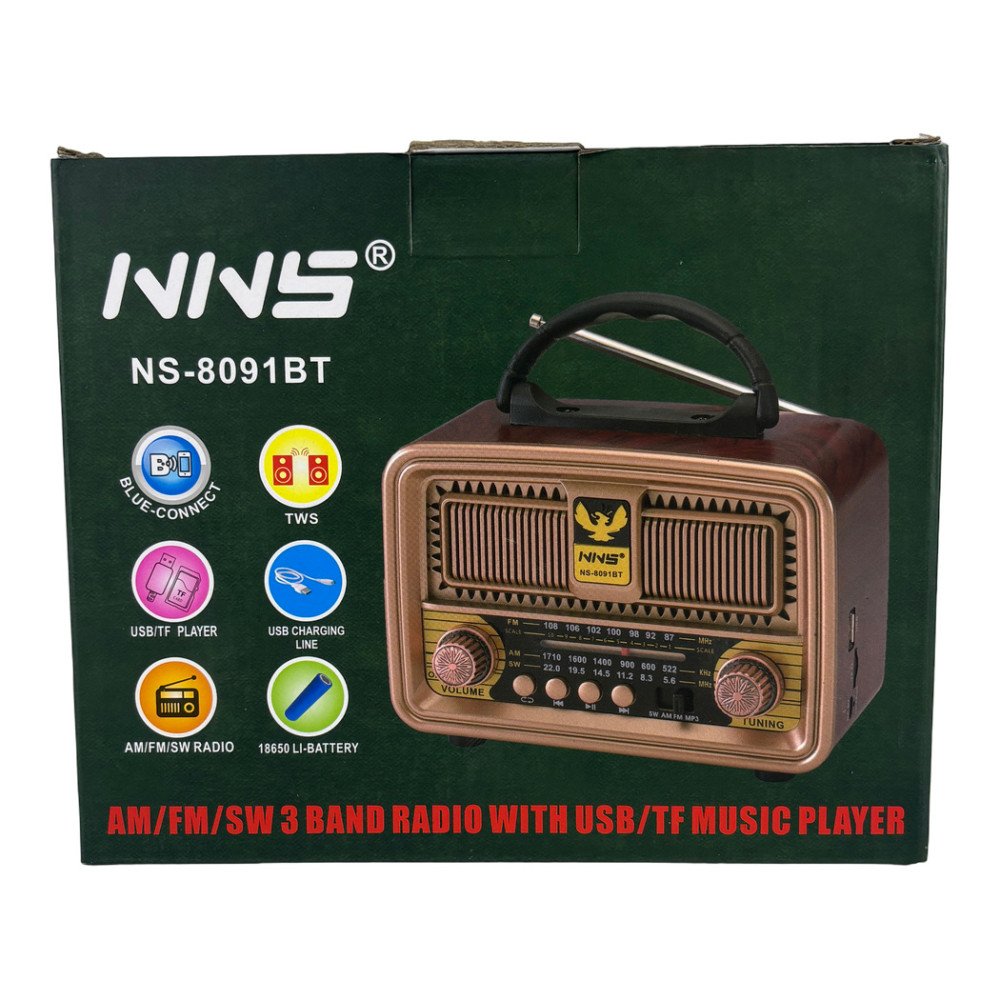 NNS NS-8091BT Nostaljik Bluetooth Radyo ve MP3 Müzik Kutusu