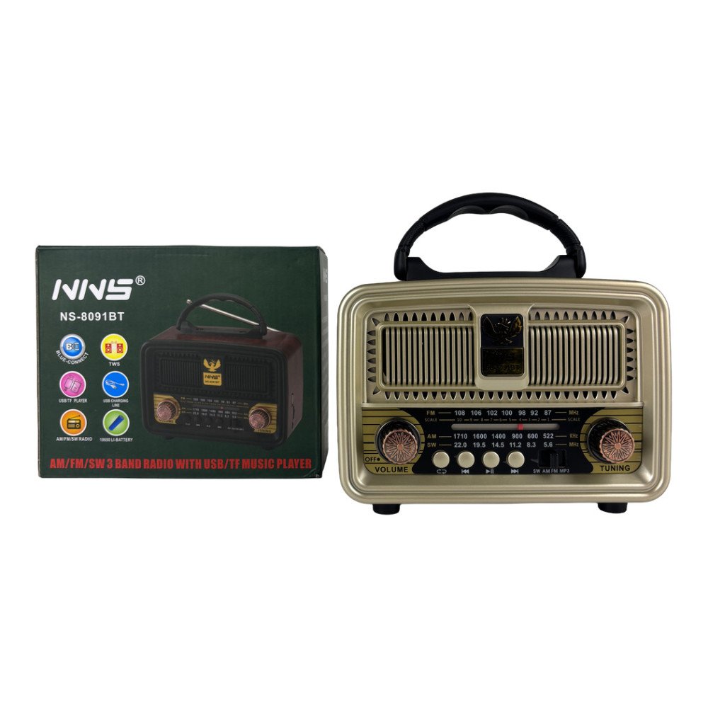 NNS NS-8091BT Nostaljik Bluetooth Radyo ve MP3 Müzik Kutusu