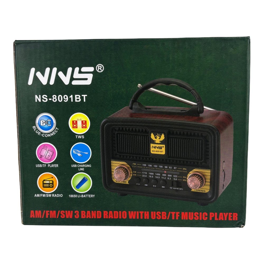NNS NS-8091BT Nostaljik Bluetooth Radyo ve MP3 Müzik Kutusu