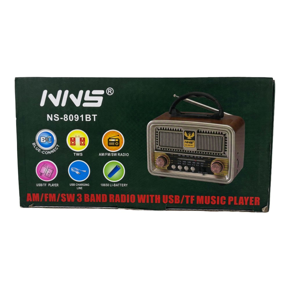 NNS NS-8091BT Nostaljik Bluetooth Radyo ve MP3 Müzik Kutusu