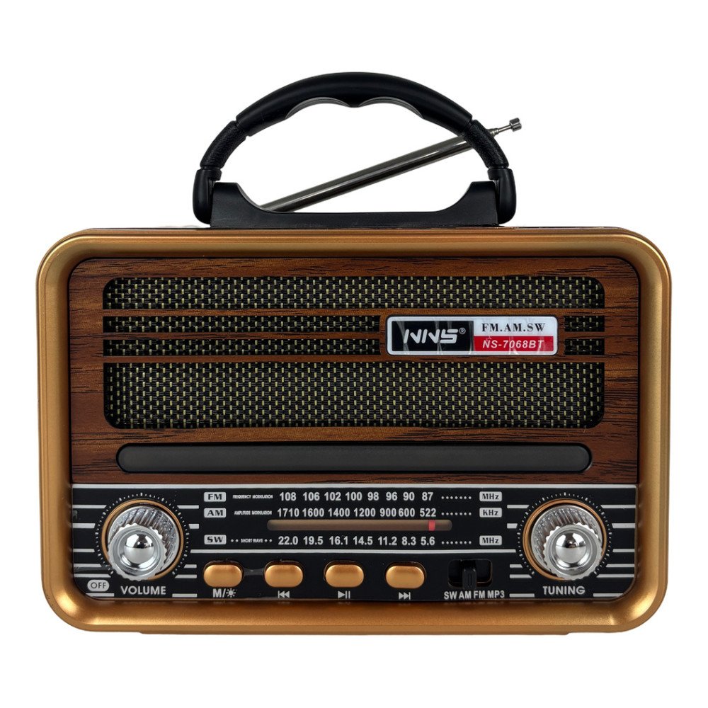 NNS NS-7068BT USB Destekli Şarjlı Nostaljik Bluetooth Radyo