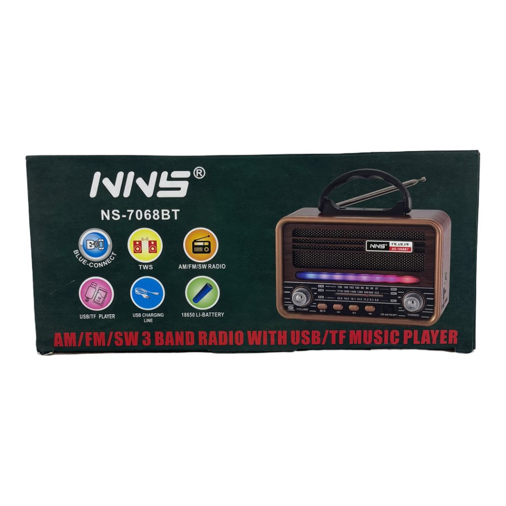 NNS NS-7068BT USB Destekli Şarjlı Nostaljik Bluetooth Radyo