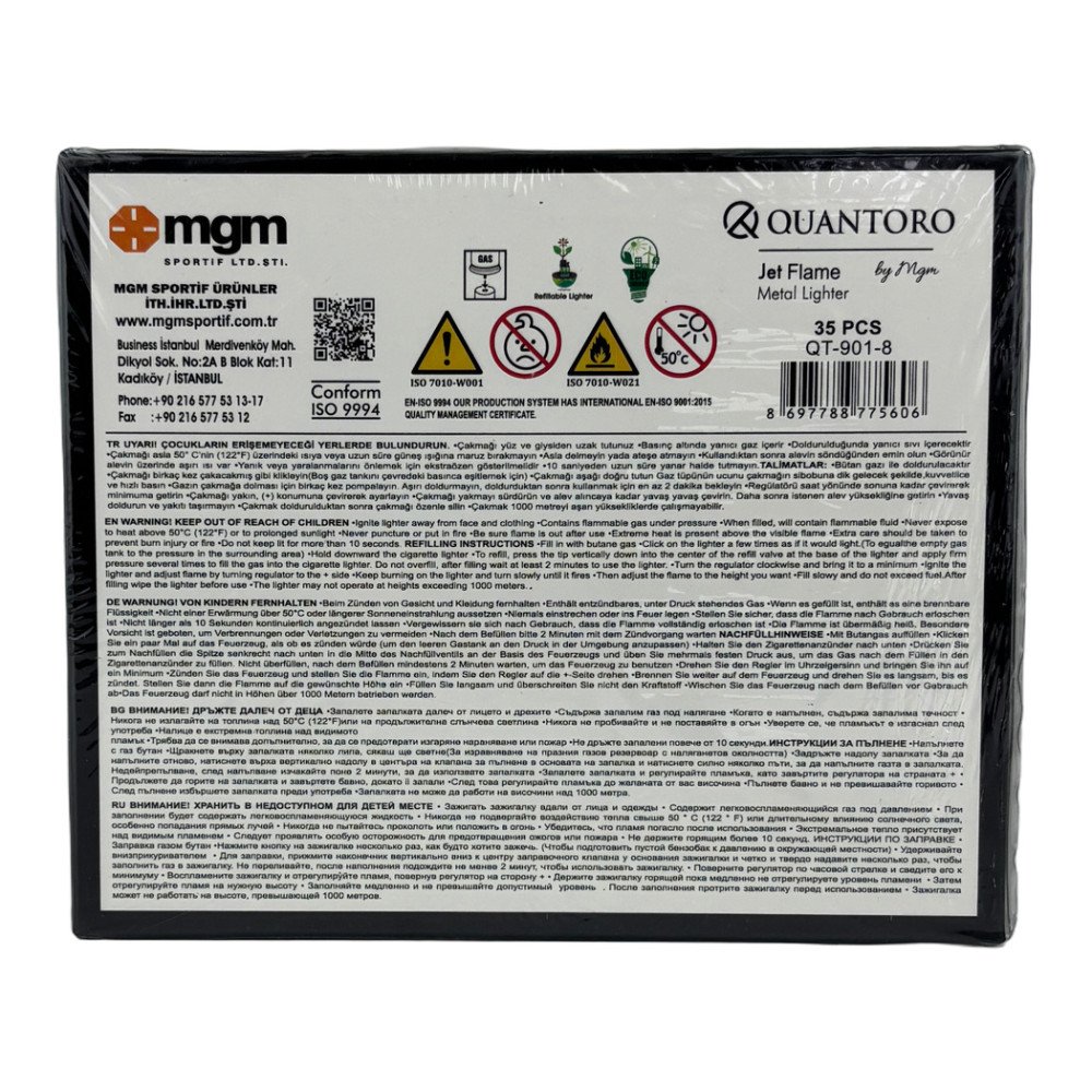 Quantoro QT-901-8 Metal Jet Çakmak 35'li