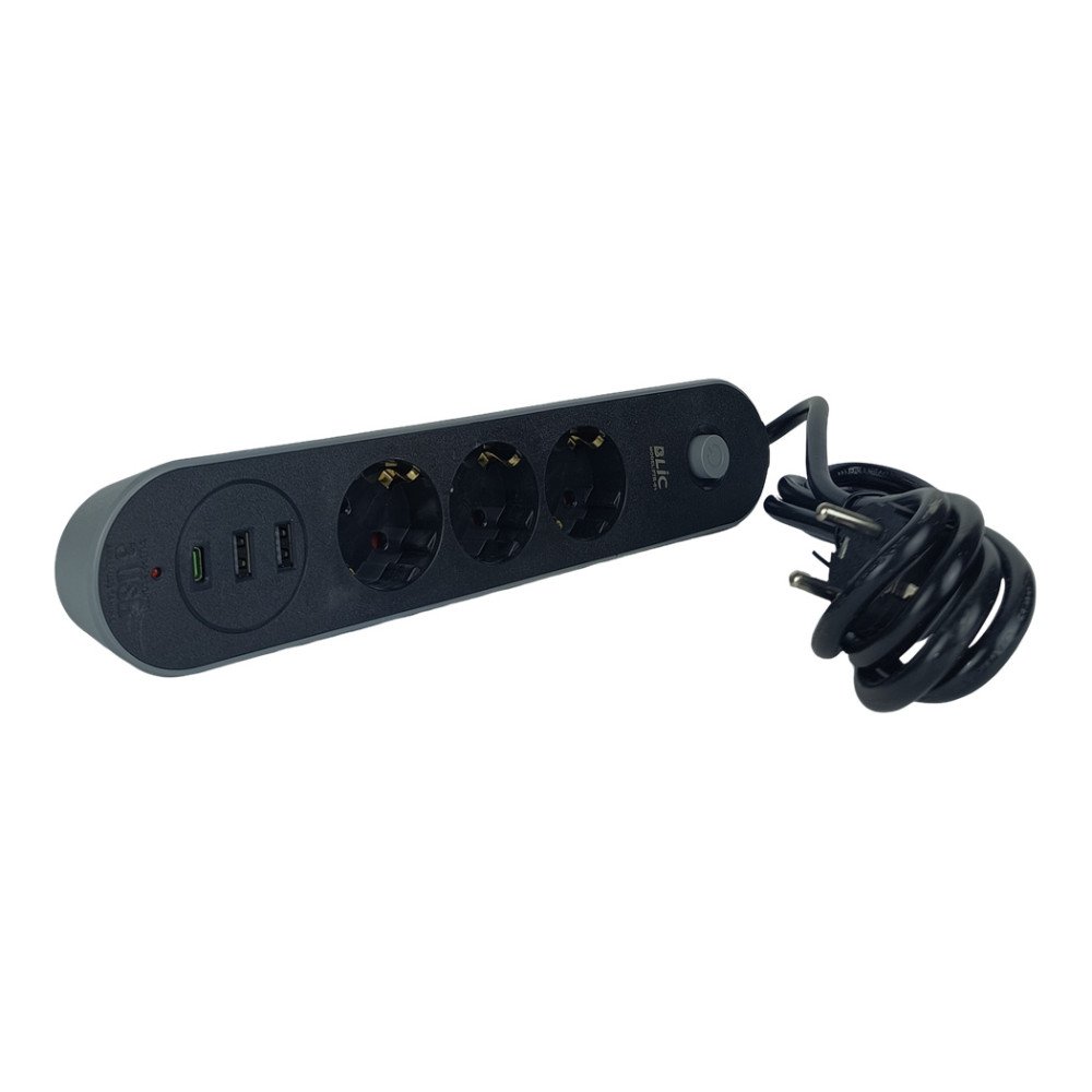 FTR-01 3'lü Priz 2 m + 2 USB + 1 USB-C Anahtarlı