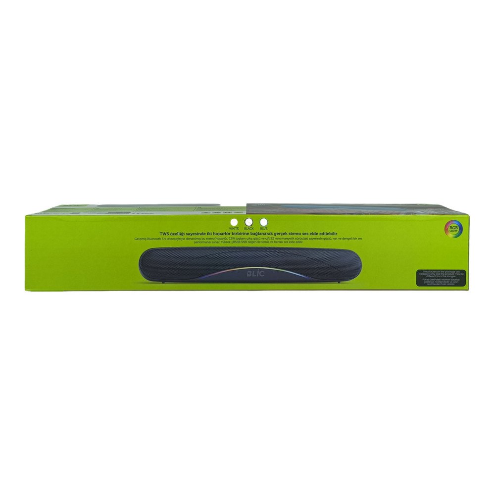 BLS-76 Bluetooth Soundbar Hoparlör 13W RGB Işıklı TWS Stereo USB/TF Destekli Kablosuz Speaker