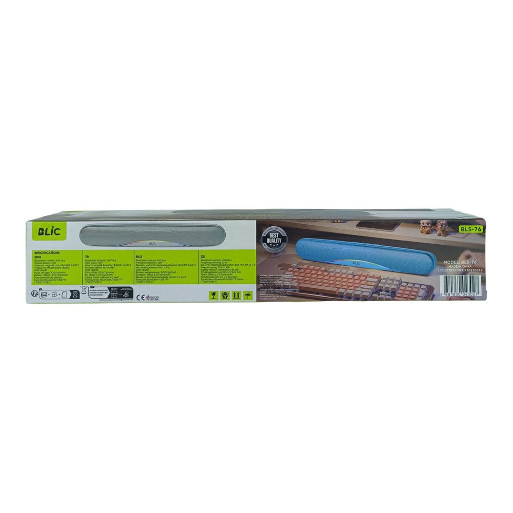 BLS-76 Bluetooth Soundbar Hoparlör 13W RGB Işıklı TWS Stereo USB/TF Destekli Kablosuz Speaker