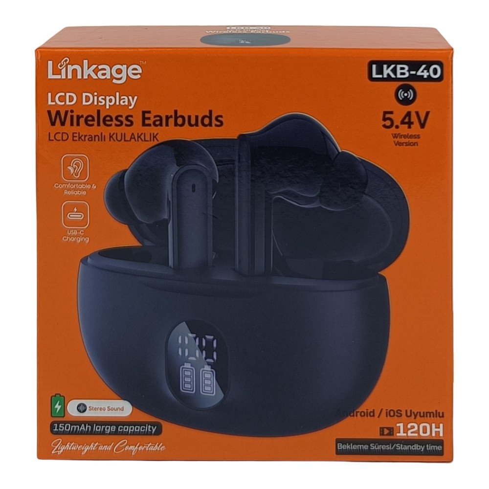 LKB-40 Bluetooth 5.4 LCD Ekranlı Şarj Kutulu Kablosuz Kulak İçi TWS Kulaklık