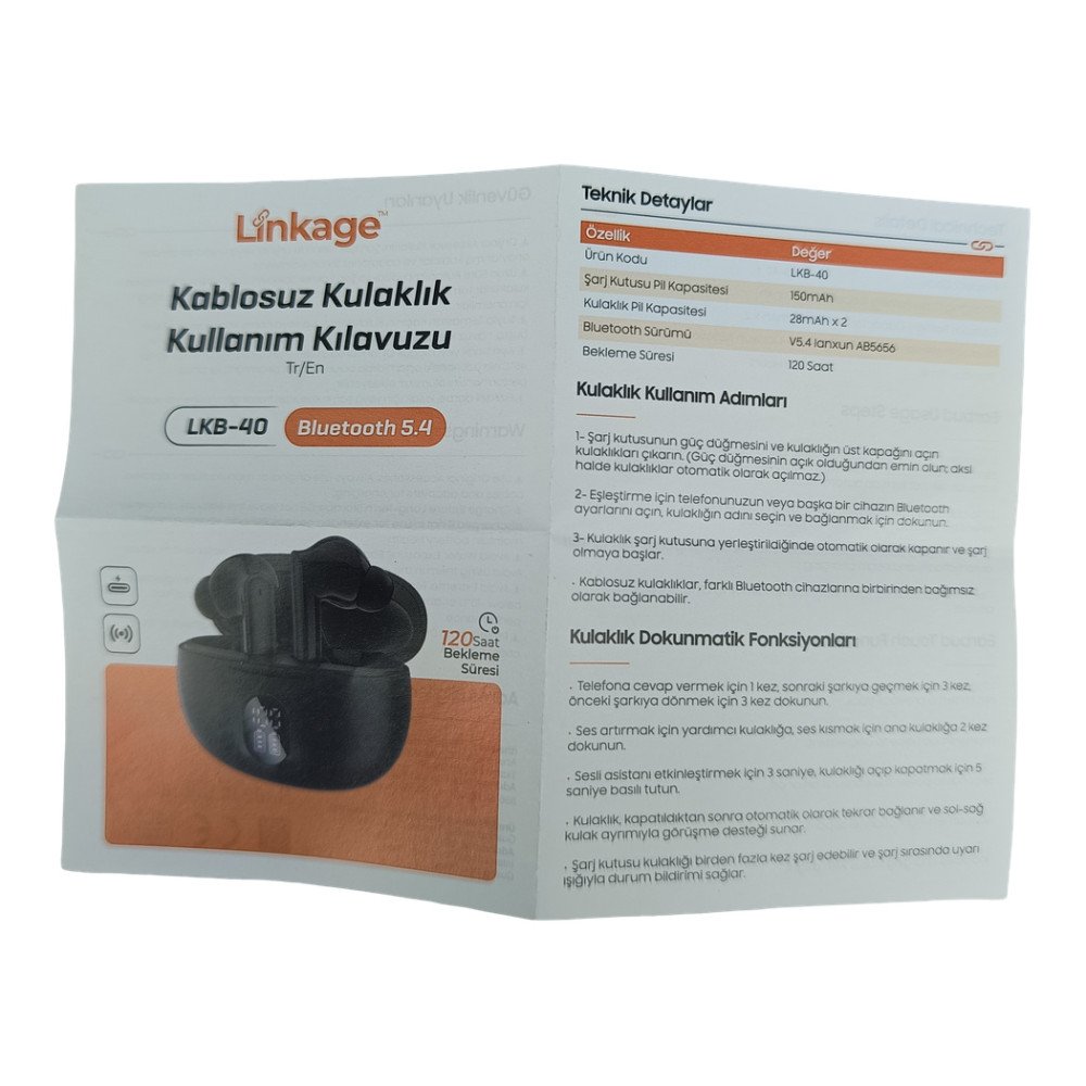 LKB-40 Bluetooth 5.4 LCD Ekranlı Şarj Kutulu Kablosuz Kulak İçi TWS Kulaklık