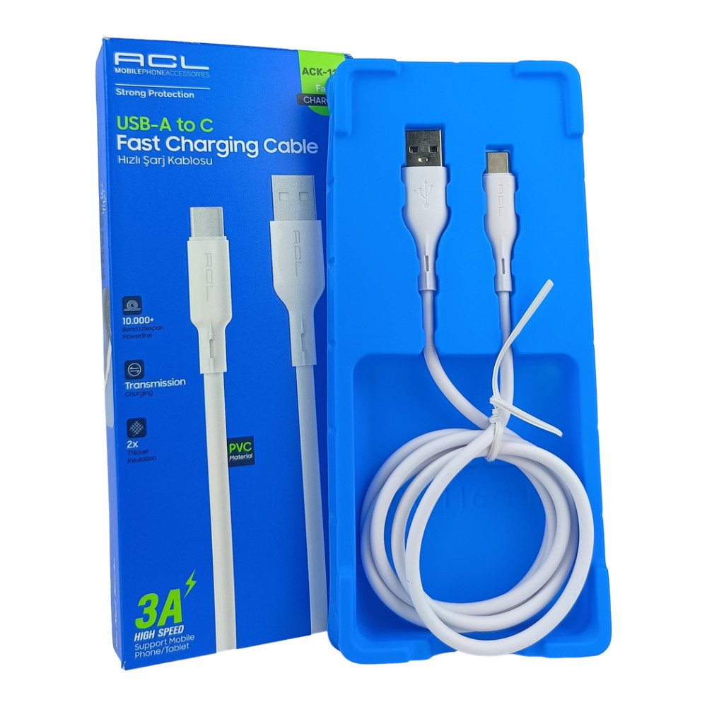 ACK-116 3A Hızlı Şarj Kablosu 1 Metre USB Type-C Şarj Kablosu