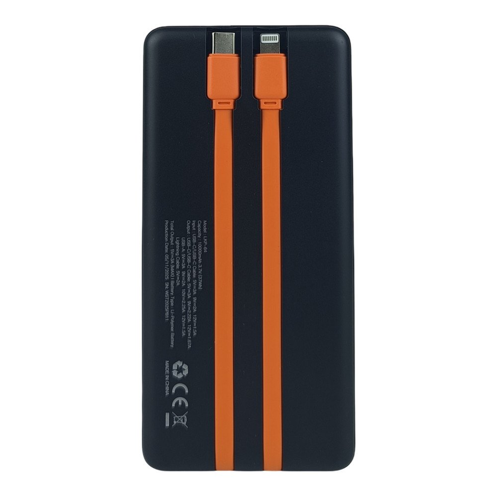 Linkage LKP-64 10000 mAh 22.5W Type-C ve Lightning Kablolu Powerbank LCD Gösterge