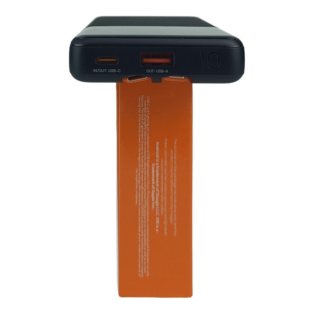 Linkage LKP-64 10000 mAh 22.5W Type-C ve Lightning Kablolu Powerbank LCD Gösterge