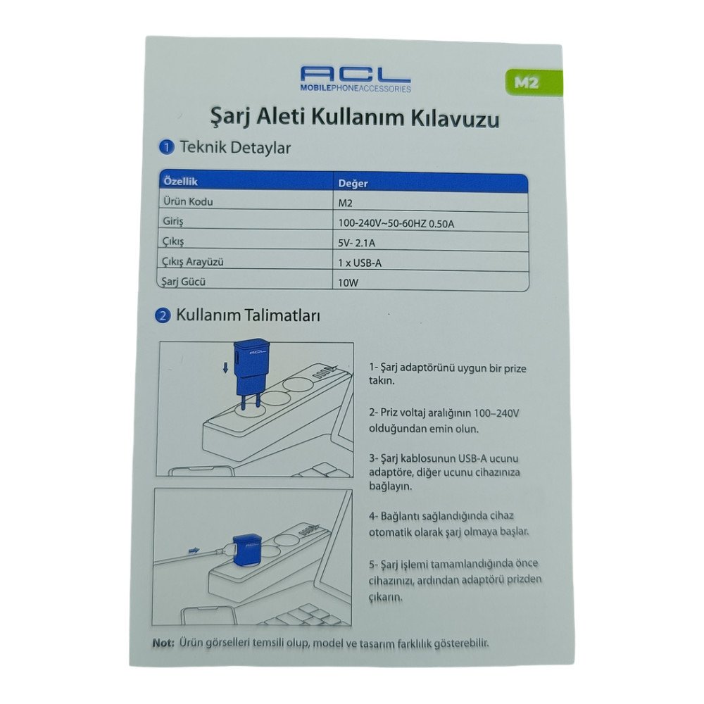 ACL M2 2A Şarj Adaptörü