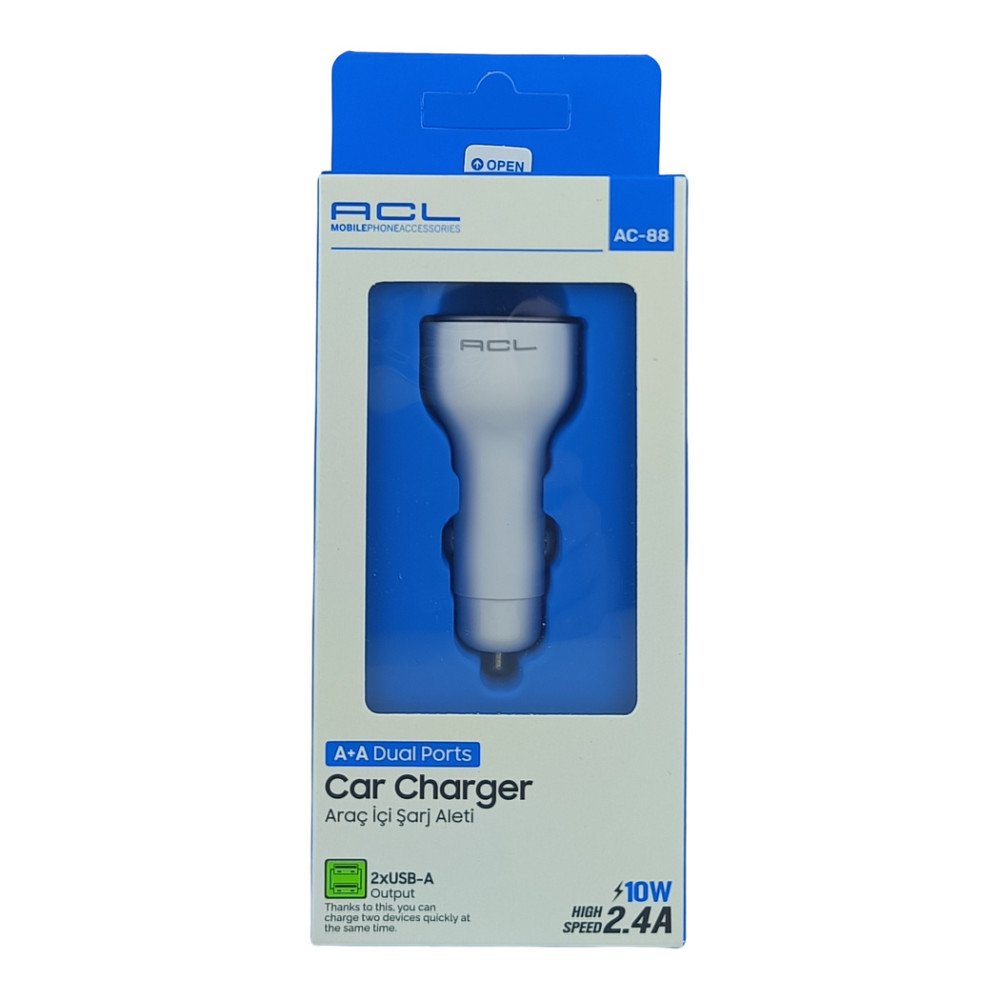 AC-88 Araç İçi Şarj Soketi Çift USB 2.4A Hızlı Araç Şarj Adaptörü 12V/24V Uyumlu
