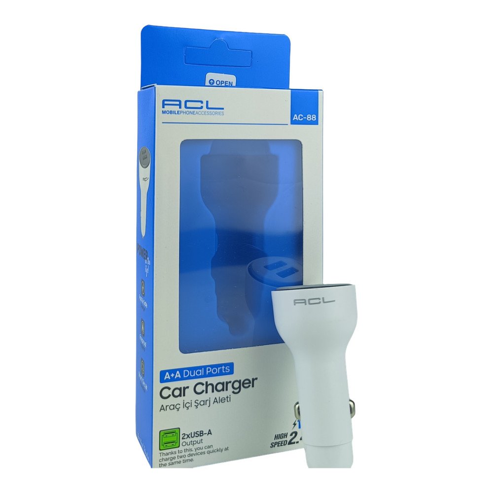 AC-88 Araç İçi Şarj Soketi Çift USB 2.4A Hızlı Araç Şarj Adaptörü 12V/24V Uyumlu