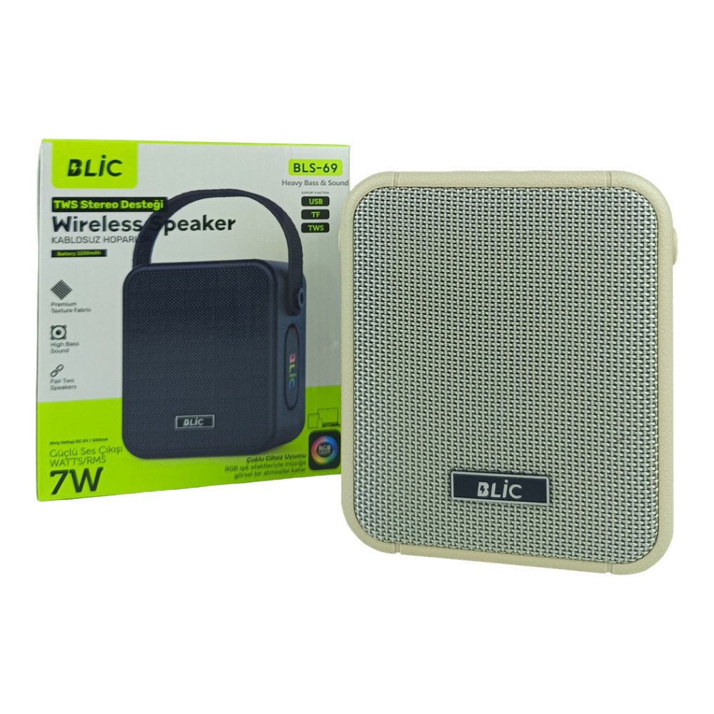 Blic BLS-69 RGB TWS 7W RMS Bluetooth Speaker Çoklu Cihaz Uyumlu