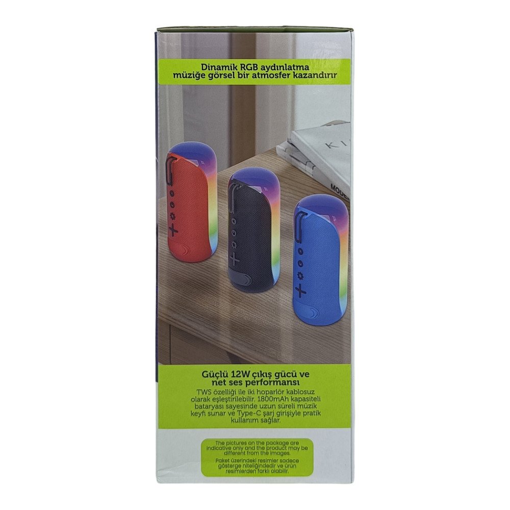 BLS-73 RGB Işıklı Bluetooth Hoparlör 12W TWS Stereo USB/TF Destekli Kablosuz Speaker
