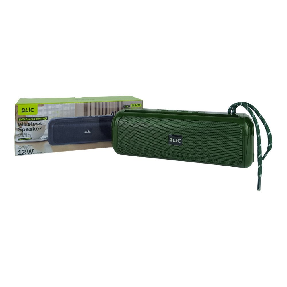BLS-72 Bluetooth Hoparlör 12W Güçlü Bass TWS Stereo USB/TF Destekli Taşınabilir Kablosuz Speaker