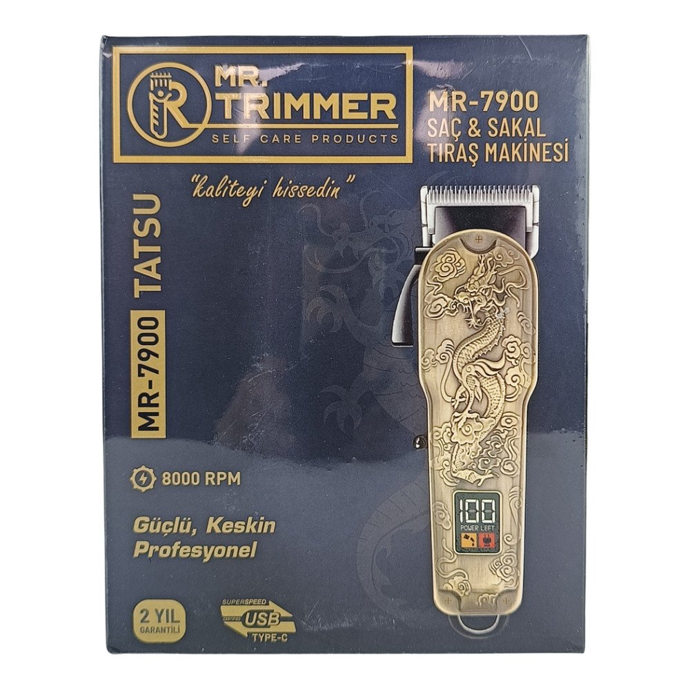 Mr. Trimmer MR-7900 Detailer Şarj Göstergeli 6 Kademeli 8000 RPM 1800 mAh Saç Sakal Erkek Bakım Tıraş Makinesi