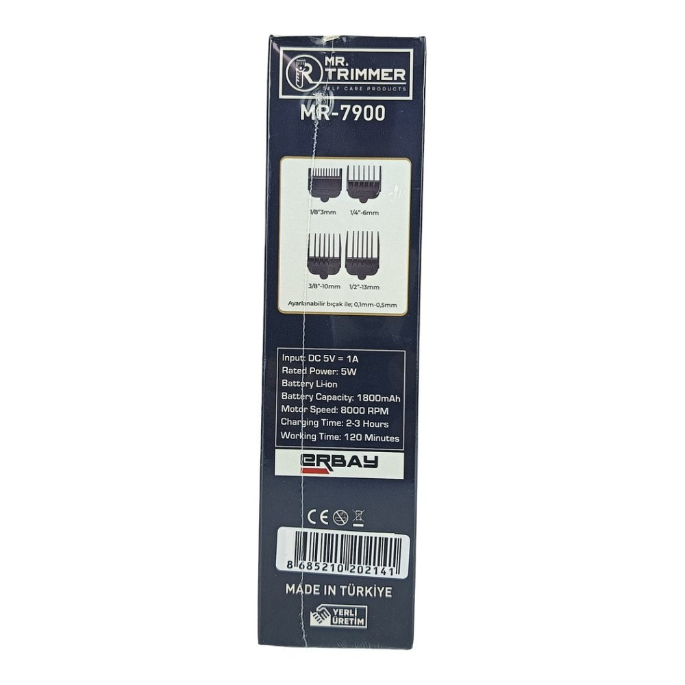 Mr. Trimmer MR-7900 Detailer Şarj Göstergeli 6 Kademeli 8000 RPM 1800 mAh Saç Sakal Erkek Bakım Tıraş Makinesi