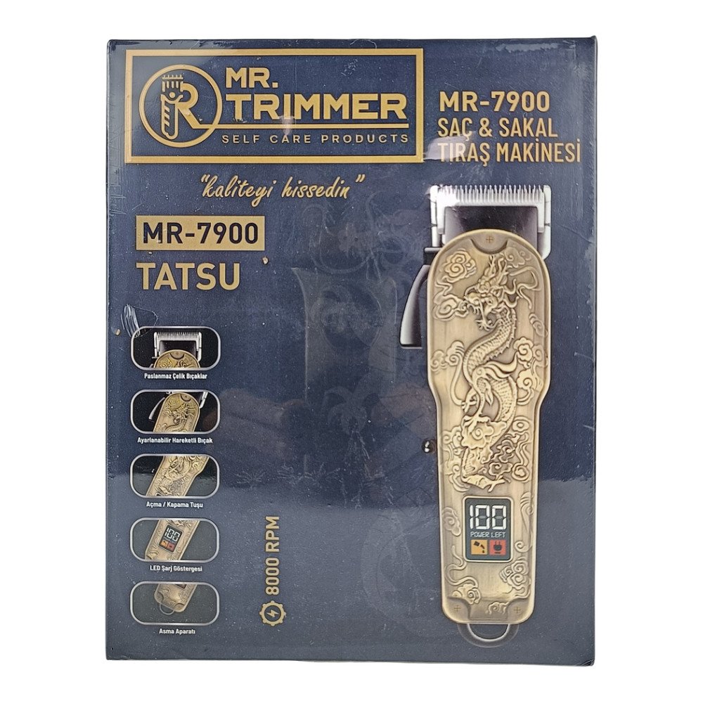 Mr. Trimmer MR-7900 Detailer Şarj Göstergeli 6 Kademeli 8000 RPM 1800 mAh Saç Sakal Erkek Bakım Tıraş Makinesi