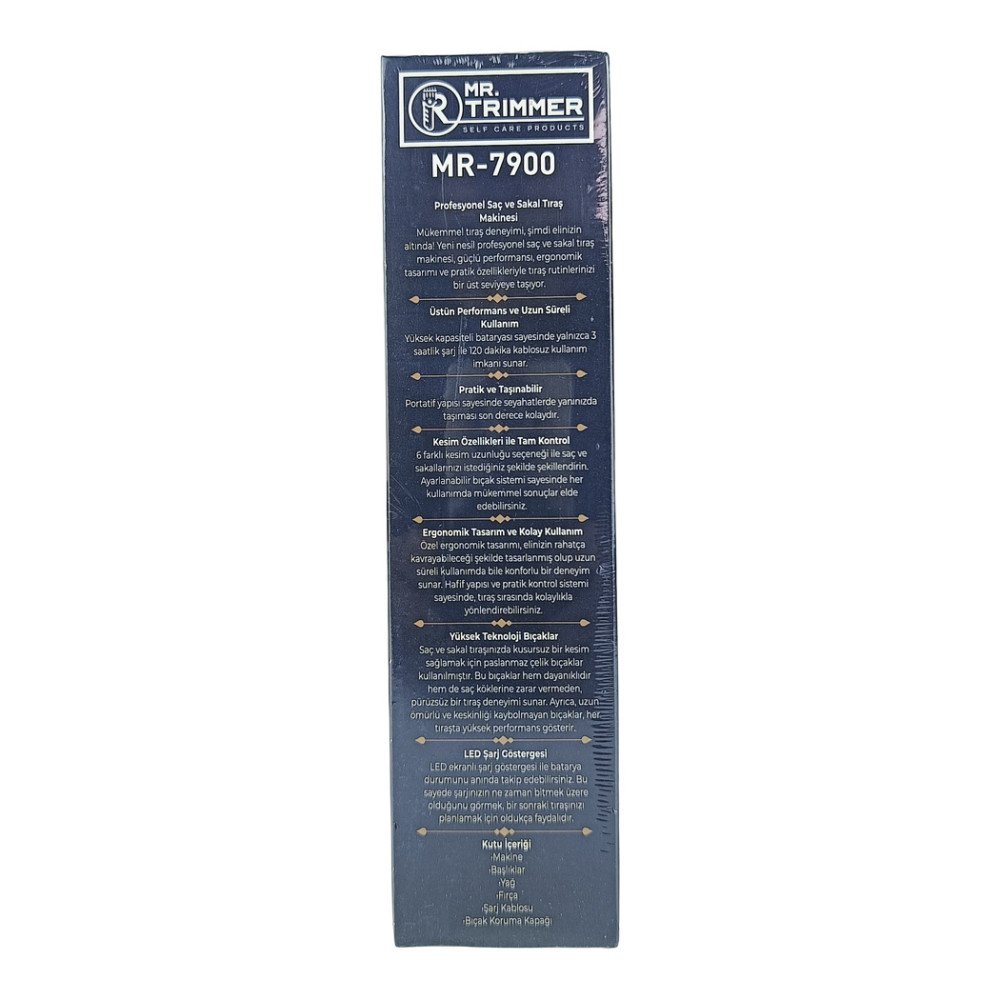 Mr. Trimmer MR-7900 Detailer Şarj Göstergeli 6 Kademeli 8000 RPM 1800 mAh Saç Sakal Erkek Bakım Tıraş Makinesi