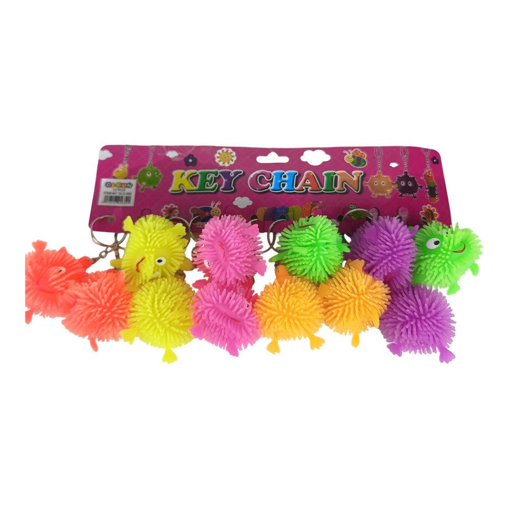 Renkli Işıklı Kirpi Anahtarlık 12'li OLG-588
