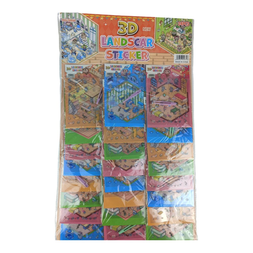 OLG-TAX60 Kartela 3D Labubu Sticker 24 Adet