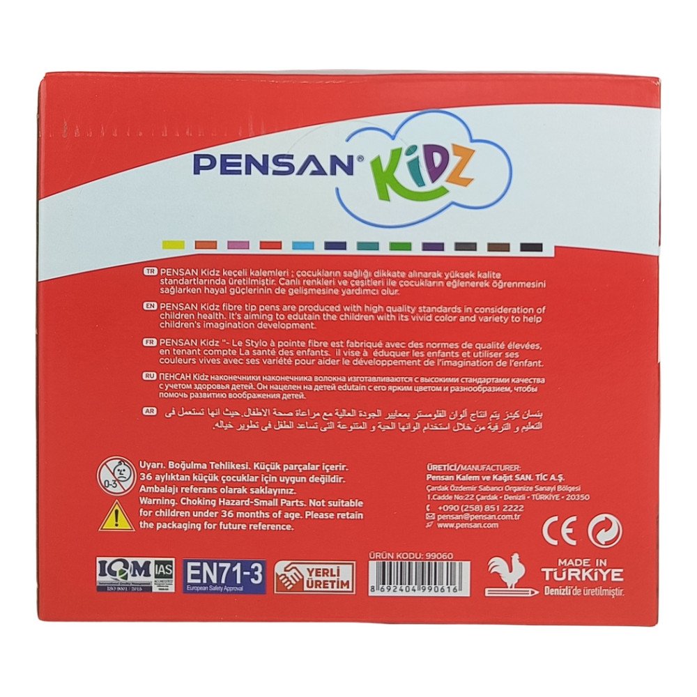 Pensan Kidz Keçeli Kalem 12 Renk Set 12 Paket