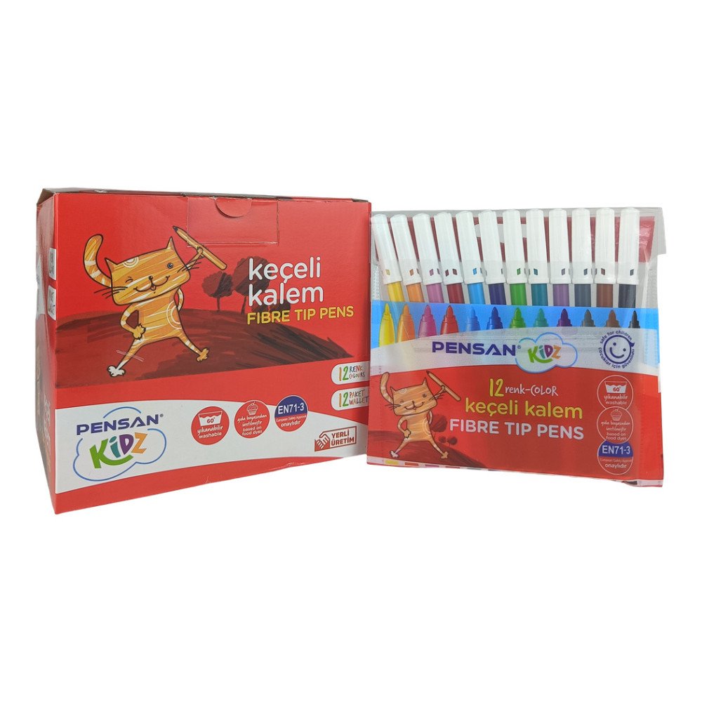 Pensan Kidz Keçeli Kalem 12 Renk Set 12 Paket
