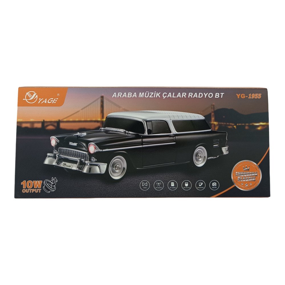 Yage Klasik Araba Tasarımlı Nostaljik Bluetooth Hoparlör ve Radyo YG-1955
