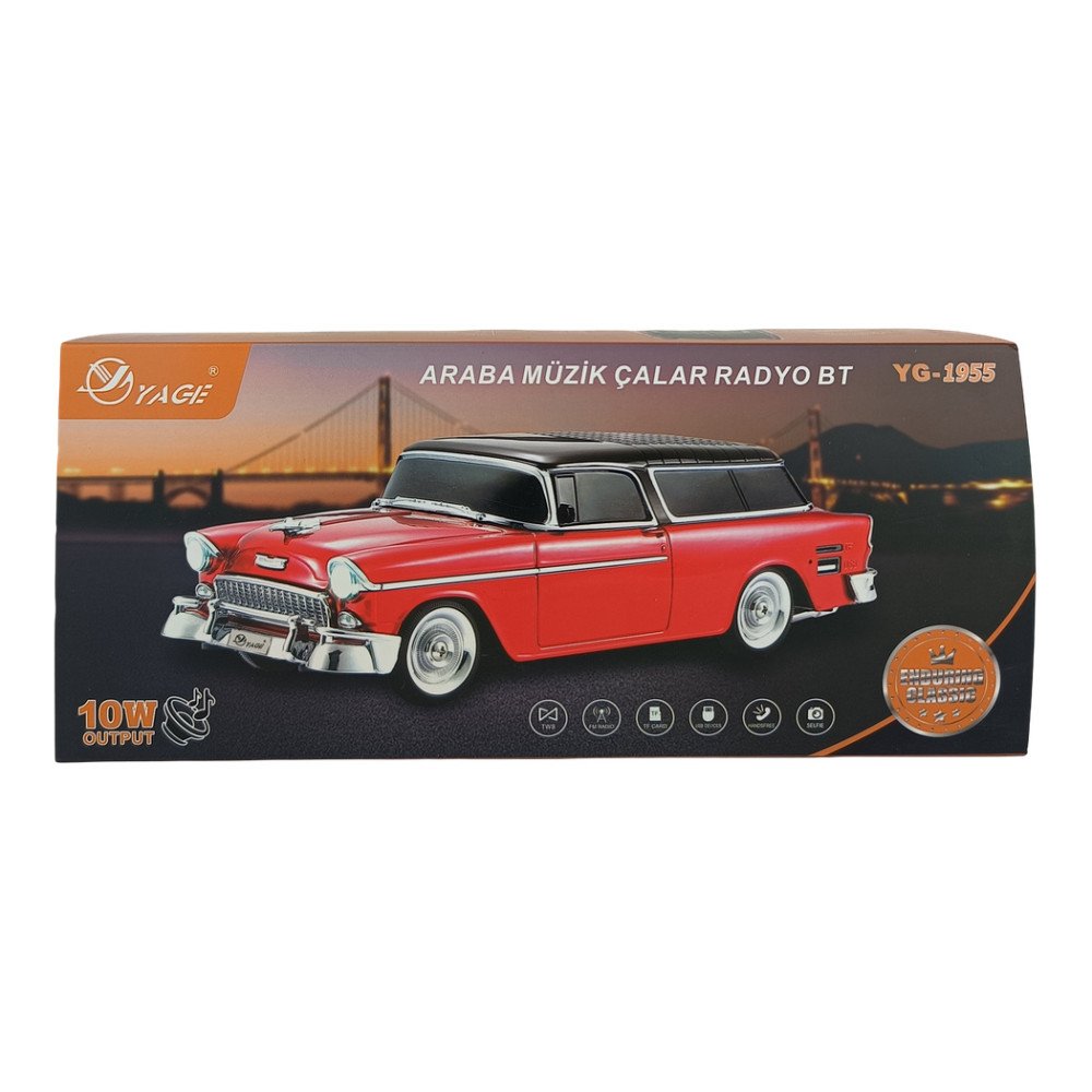 Yage Klasik Araba Tasarımlı Nostaljik Bluetooth Hoparlör ve Radyo YG-1955